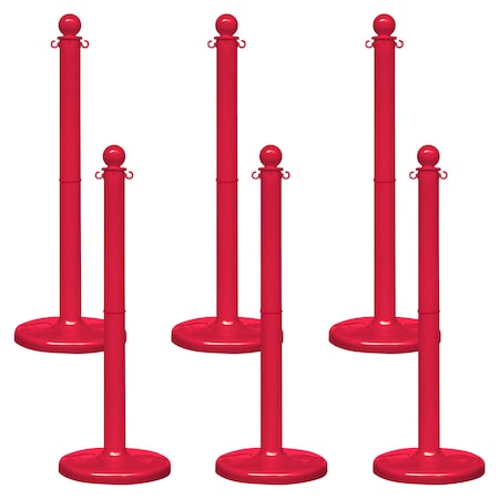 Mr. Chain Red Medium Duty Stowable Stanchion, 6PK 93705-6